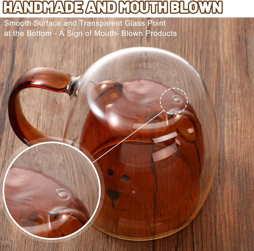 Miniatura 7 de Patelai Linda Taza de Oso de Té de Pared Doble de Vidrio con Asa Aislada Taza de Café Espresso de Navidad Taza de Cerveza Taza Linda de Cumpleaños
