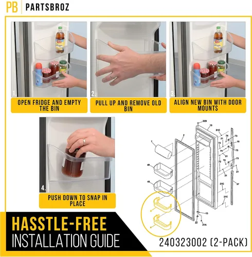 Miniatura 6 de PartsBroz 240323002 Estante para puerta de refrigerador (paquete de 2) para Frigidaire FGHS2631PF4A FGHS2655PF5A DGUS2645LF6A FGHS2631PF3