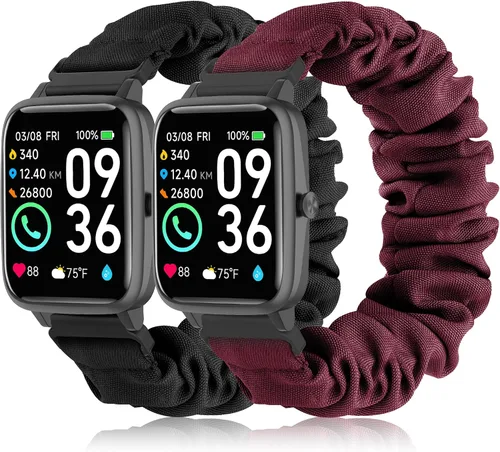 Miniatura 8 de Sunnyson Correas de 0.866 in para reloj inteligente Veryfit IDW13/IDW16/IDW19/IDW26/IDW28, paquete de 2 correas elásticas de tela elástica