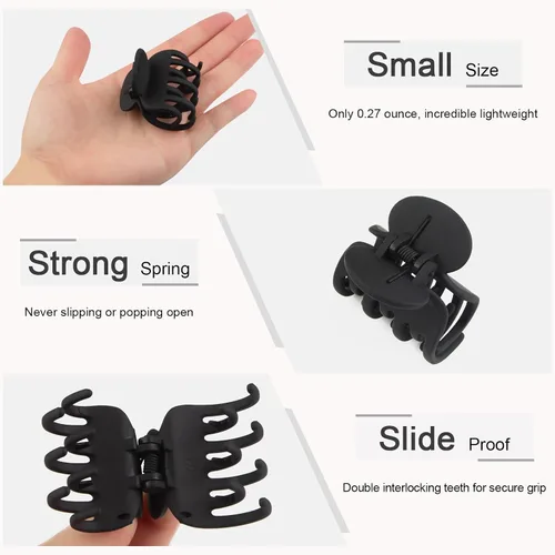 Miniatura 4 de 8 pinzas de garra para cabello fino para mujeres, pinzas de pelo medio mate de 1.6 pulgadas para cabello fino y grueso, agarre fuerte, pinzas