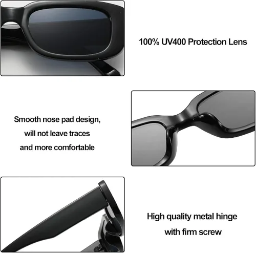 Miniatura 4 de BOJOD Gafas de sol rectangulares para mujer, gafas de sol retro de moda, protección UV 400, marco cuadrado, Marrón