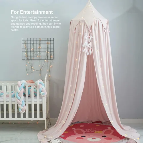 Miniatura 6 de Toldo de cama para niñas, toldo colgante redondo para cuna de bebé, decoración de habitación de cama de niños, rincón de lectura, interior y Blanco