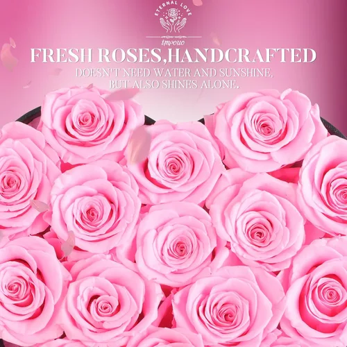 Miniatura 3 de Impouo Caja de 16 piezas con forma de corazón Forever Flowers - Rosas preservadas, regalos de cumpleaños para mujeres, regalo de flores Prime, San