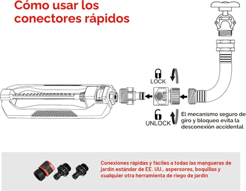 Miniatura 5 de Eden 96213 Essential Turbo - Aspersor de agua oscilante, cubre hasta 3,600 pies cuadrados, 16 boquillas, base pesada, rango ajustable, paquete