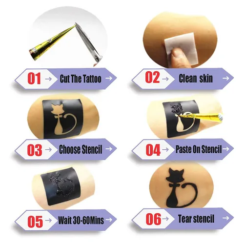 Miniatura 2 de Kit de tatuajes temporales, 6 conos de pasta de tatuaje semipermanentes, pintura artística de cuerpo indio para mujeres, hombres y adolescentes