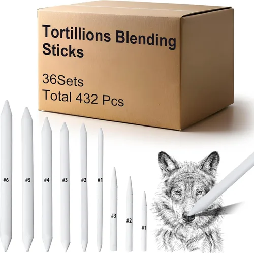 Miniatura 9 de Fulmoon 40 Pcs Blending Stump and Tortillion Set Paper Art Blenders for Drawing Sketch Shading Pencil Oil Pastel Blender Tools Drawing Supplies for