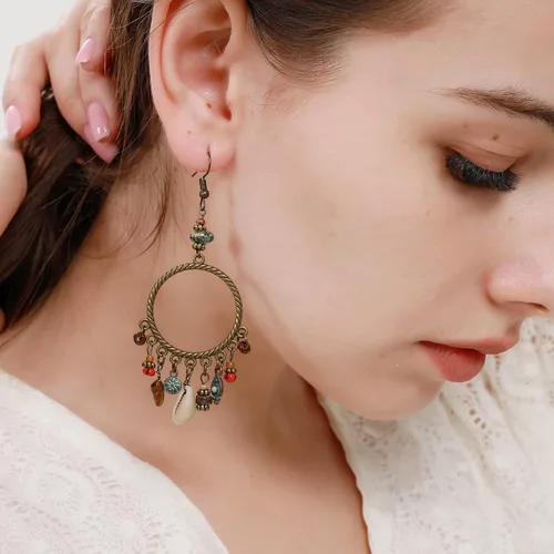 Miniatura 3 de Aretes bohemios para mujer, aretes colgantes bohemios vintage