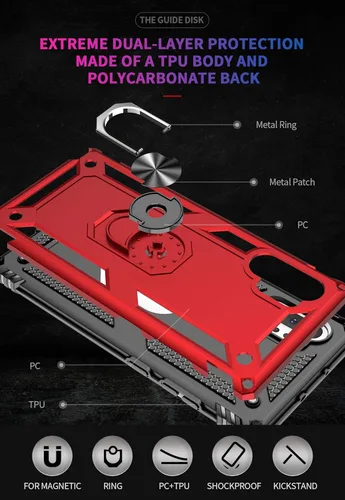 Miniatura 7 de Carcasa de grado militar para Samsung Galaxy Note 10 Plus 5G, anillo giratorio de metal, soporte magnético para montaje en coche, funda a prueba
