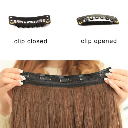 Miniatura 2 de Extensiones de cabello sintético de 24 pulgadas, 4.23 onzas, color negro, 5 clips, extensiones de cabello sintético resistentes al calor