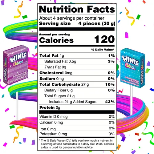 Miniatura 2 de Winis Unicorn Chewy Taffy Pops Sabor de algodón de azúcar Tamaño compartido de 4.3 onzas bolsa – 15 piezas Regalos, vacaciones, fiestas