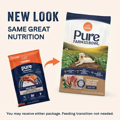 Miniatura 2 de Canidae Pure Farm to Bowl - Alimento seco para perros con cordero criado en pastos y batata, sin granos, 4 libras