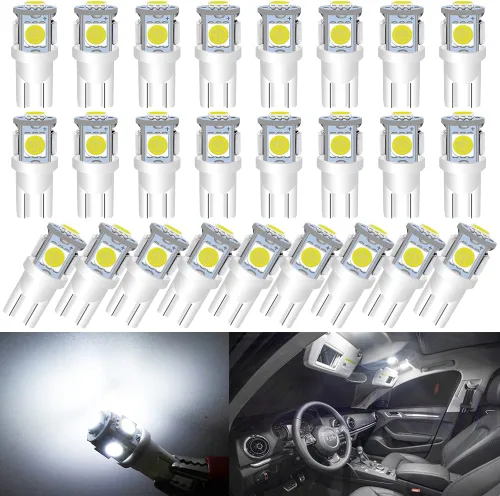 Miniatura 8 de Paquete de 25 bombillas LED 194, bombillas LED T10 súper brillantes, bombillas 2825 5050 Chipset 5-SMD, W5W 168 bombillas LED de repuesto para Rojo
