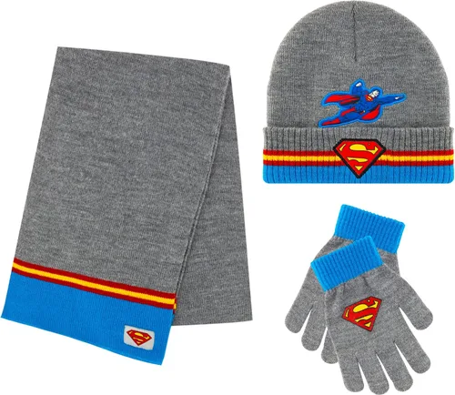 DC Comics Guantes de invierno, sombrero de invierno y bufanda para niños, conjunto de sombrero y guante para niños, guantes DC Comics para niños,