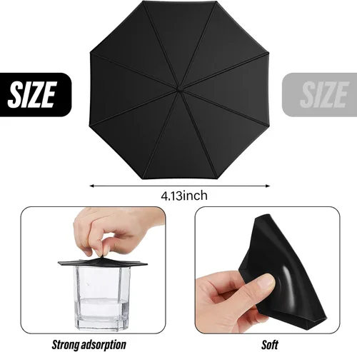 Miniatura 2 de Patelai 6 fundas de silicona para tazas de 4.13 pulgadas, tapa de taza de café, reutilizables, para bebidas y té, sellado hermético de vidrio, tapas