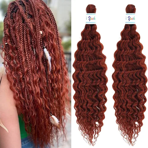 Miniatura 38 de Cabello para trenzar rizado ondulado negro 1B preestirado de onda oceánica profunda de ganchillo bohemio para trenzar de 16 pulgadas, 2 paquetes