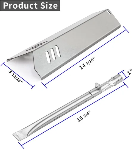 Miniatura 2 de Paquete de 3 placas de calor de 14 3/16 pulgadas y quemador de parrilla de 15 5/8 pulgadas de repuesto para parrilla Uniflame GBC1030W, GBC1030WRS