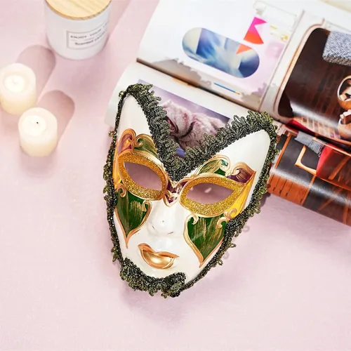 Miniatura 4 de YU FENG Paquete de 2 máscaras de cosplay para parejas, carnaval musical veneciano, Mardi Gras, máscara de mascarada en un palo para fiesta