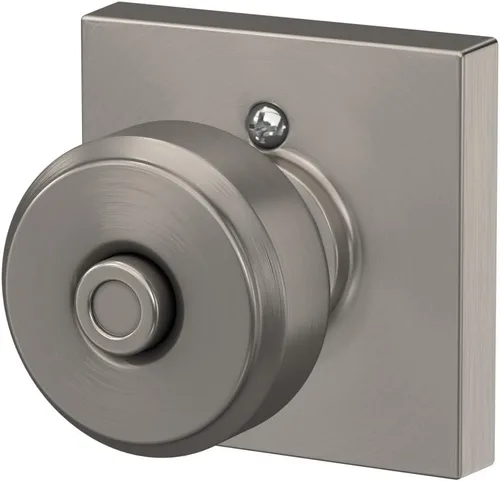 Miniatura 6 de Schlage F40 BWE 619 COL Pomo para puerta Bowery con moldura Collins, cerradura de privacidad para dormitorio y baño, níquel satinado