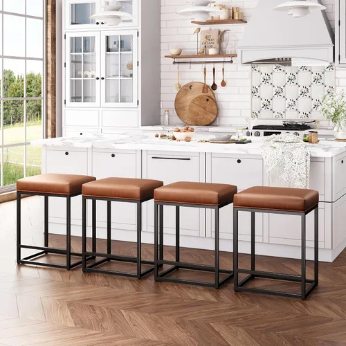 Miniatura 15 de ALPHA HOME Taburetes de bar de 24 pulgadas de altura de mostrador, taburetes de bar tapizados para isla de cocina, taburetes de mostrador con cojín