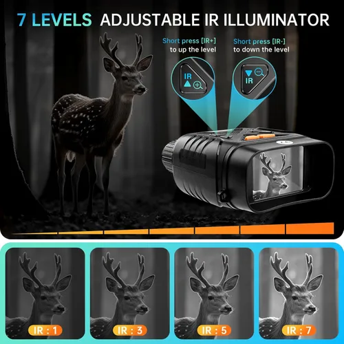 Miniatura 2 de Gafas de visión nocturna, prismáticos de visión nocturna para adultos, zoom digital 10X, binoculares infrarrojos 7X con tarjeta TF de 64 GB