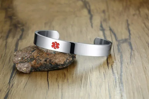 Miniatura 5 de Blood THINNER - Brazalete de acero inoxidable para mujer con alerta médica 77 pulgadas 8 pulgadas metal