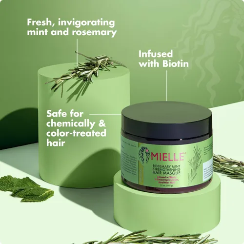Miniatura 4 de Mielle Organics - Mascarilla Capilar Fortalecedora de Romero y Menta para Cabello Dañado, Tratamiento Acondicionador Profundo Enriquecido