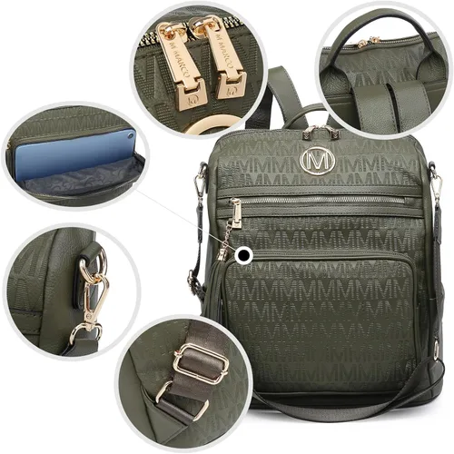 Miniatura 34 de MKP COLLECTION Mochila de moda para mujer, bolsa convertible grande para mujer, mochila de viaje, bolsa de hombro, juego de 2 piezas con borla, Beige