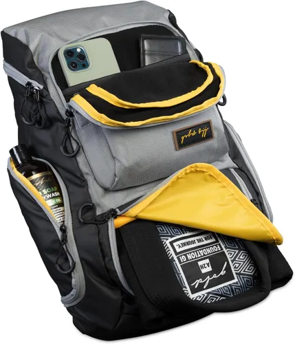 Mochila dorada BJJ para Jiu Jitsu – Bolsa de deporte muy resistente con bolsillo impermeable de tejido de GI Gris