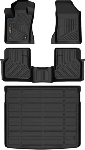Miniatura 46 de Alfombrillas para todo tipo de clima y forro de carga para Volkswagen Atlas 2018-2025 (asiento de cubo de 6 pasajeros), juego completo de 3 filas
