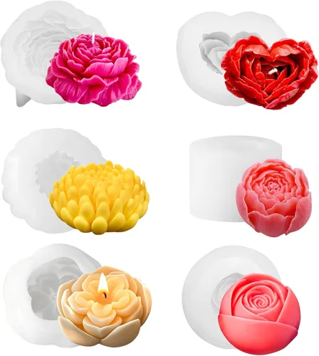 Miniatura 11 de 3 moldes de silicona de flores de tulipán 3D de resina floral para velas de jabón, molde de flores de fondant de chocolate para decoración de velas