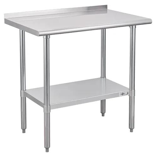 Miniatura 24 de Profeeshaw mesa de trabajo, de uso comercial, de acero inoxidable NSF con protector contra salpicaduras y estante inferior, para cocina, restaurante