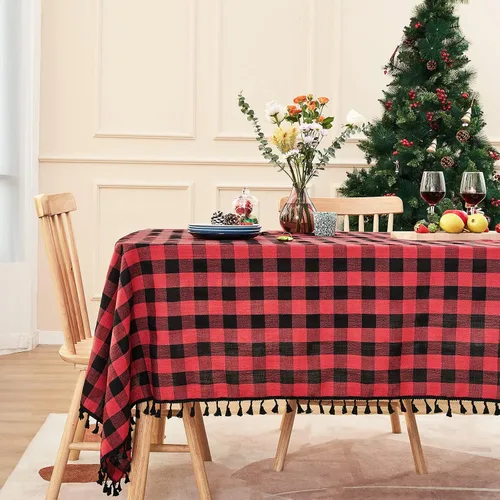 Miniatura 11 de Midsummer Breeze - Mantel a cuadros de estilo rústico hecho de algodón, de la colección Gingham, para otoño, Acción de Gracias, Navidad, cocina