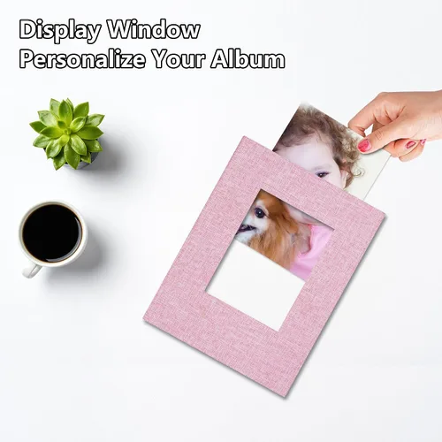 Miniatura 2 de Álbum de fotos de 4x6 pulgadas, 52 bolsillos con cubierta de lino, álbumes de fotos para familia, boda, bebé, libro de fotos con capacidad para Rosa