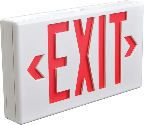 SURE-LITES Señal de salida LED, luz de salida de emergencia blanca con letras rojas o verdes, de una o dos caras, solo CA, 120-277V