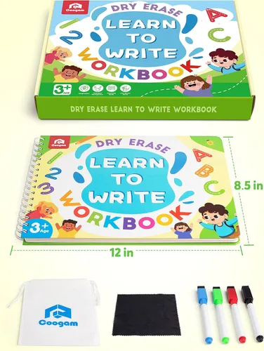 Miniatura 7 de Coogam Libro de ejercicios para aprender a escribir, Libro de práctica de números y letras, Alfabeto ABC Palabras de vista Escritura a mano Juguete