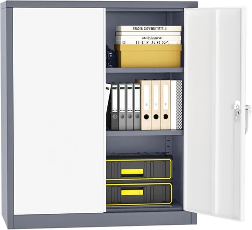Miniatura 12 de Pataku Gabinete de almacenamiento de metal con puertas y estantes de ajuste, armarios de garaje de 36 pulgadas con cerradura para el hogar, oficina
