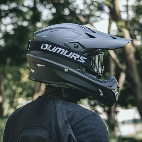 Miniatura 8 de OUMURS Casco de ATV Bicicleta de Tierra para Adultos con Gafas Guantes y Máscara Hebilla de Liberación Rápida Visera Solar Ajustable Casco de Negro