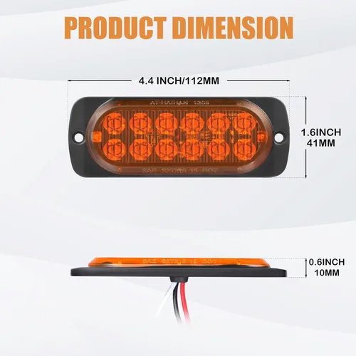 Miniatura 3 de Paquete de 2 luces LED ámbar de aluminio para remolque, señal de giro, freno de estacionamiento, luces de montaje en superficie impermeables
