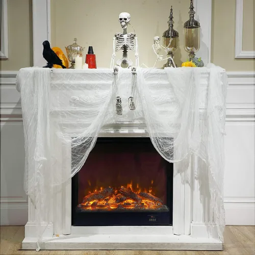 Miniatura 5 de Boao Paño de queso de Halloween de 85 x 197 pulgadas, rollo de gasa blanca para manualidades, tela de gasa de muselina de algodón grande para Blanco