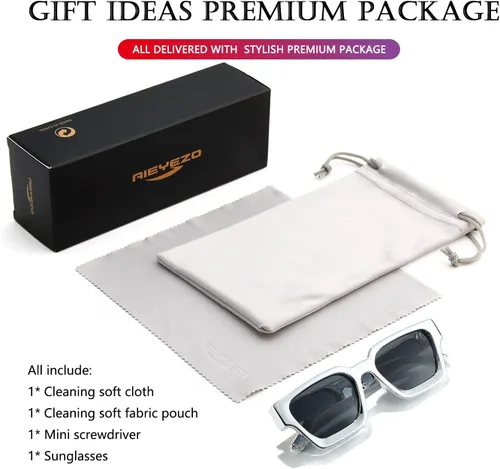 Miniatura 171 de AIEYEZO Gafas de sol cuadradas para mujeres y hombres, gafas de sol cuadradas con montura gruesa, estilo de diseñador simple