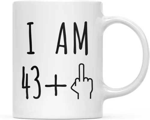 Miniatura 89 de Andaz Press Divertida taza de café de 11 onzas, regalo de broma de cumpleaños, I Am 49 + 1 dedo medio, 1 paquete, ideas de regalo de cumpleaños 50