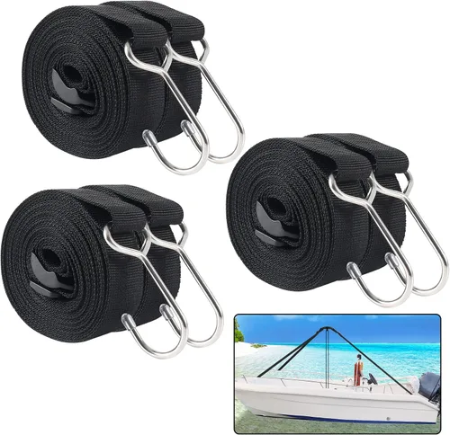 Miniatura 8 de Postes de soporte ajustables para cubierta de barco con correas, postes de barco con correa y gancho de acero inoxidable de 1 pulgada de ancho x 3.5