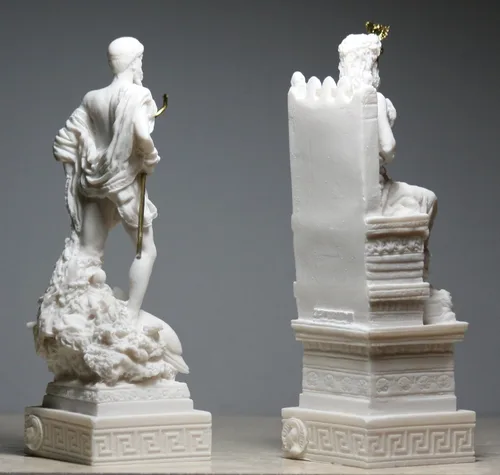 Miniatura 7 de Conjunto de escultura de estatua de Dios griego romano rey Zeus y Poseidón Alabastro