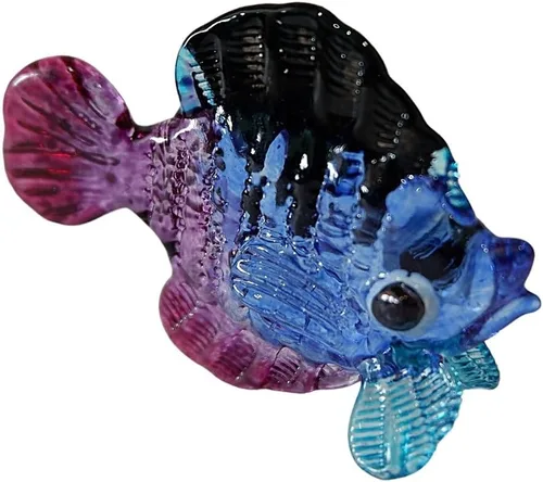 Miniatura 2 de 1shopforyou Figura de vidrio soplado, figura de pez marino tropical, arte en miniatura, colección de vida marina, decoración de acuario, animal