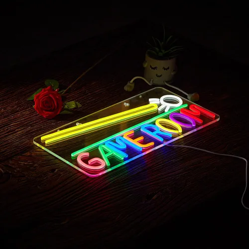 Miniatura 6 de Roouneon Sala de juegos Billar Letrero de neón LED regulable zona de juegos sala de juegos Cerveza Bar Hombre Cave Art Gaming Señales de luz de neón