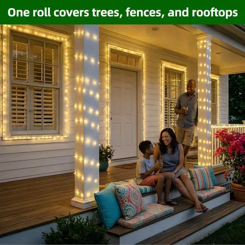 Miniatura 2 de QUHUATU - Guirnalda de 300 luces led de Navidad de 75 pies, 12 modos de iluminación, con memoria de temporizador, para árbol de Navidad, interiores