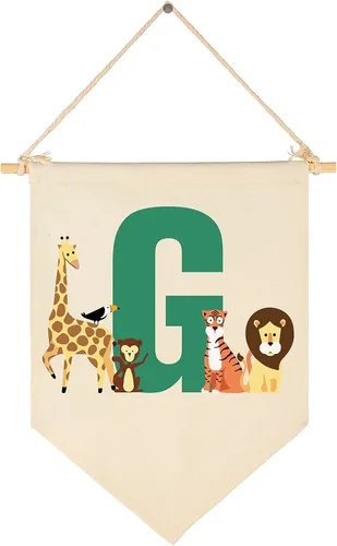 Miniatura 12 de Bandera personalizada de animales del bosque, regalos para bebé, niño, niña, recién nacido, banderín de safari de selva, letrero de pared, regalos