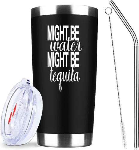 Miniatura 13 de ATHAND Might Be Water Might Be Whisky - Vasos aislados de 20 onzas con tapa y pajilla, vaso de acero inoxidable de doble pared al vacío, taza