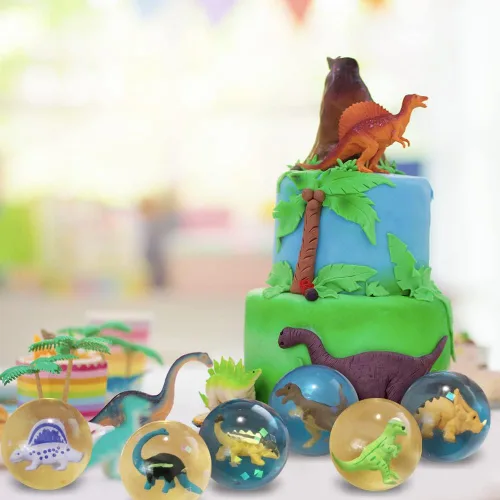Miniatura 7 de ArtCreativity Bolas de rebote de dinosaurio de 2 pulgadas, juego de 12, bolas para niños con dinosaurio 3D en el interior, juguetes al aire libre