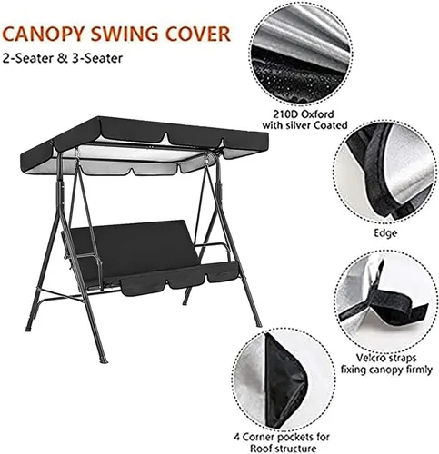 Miniatura 3 de KYOFIS Toldo de columpio para porche, cubierta de repuesto para toldo de columpio, impermeable, resistente al viento, anti-UV, resistente, tela